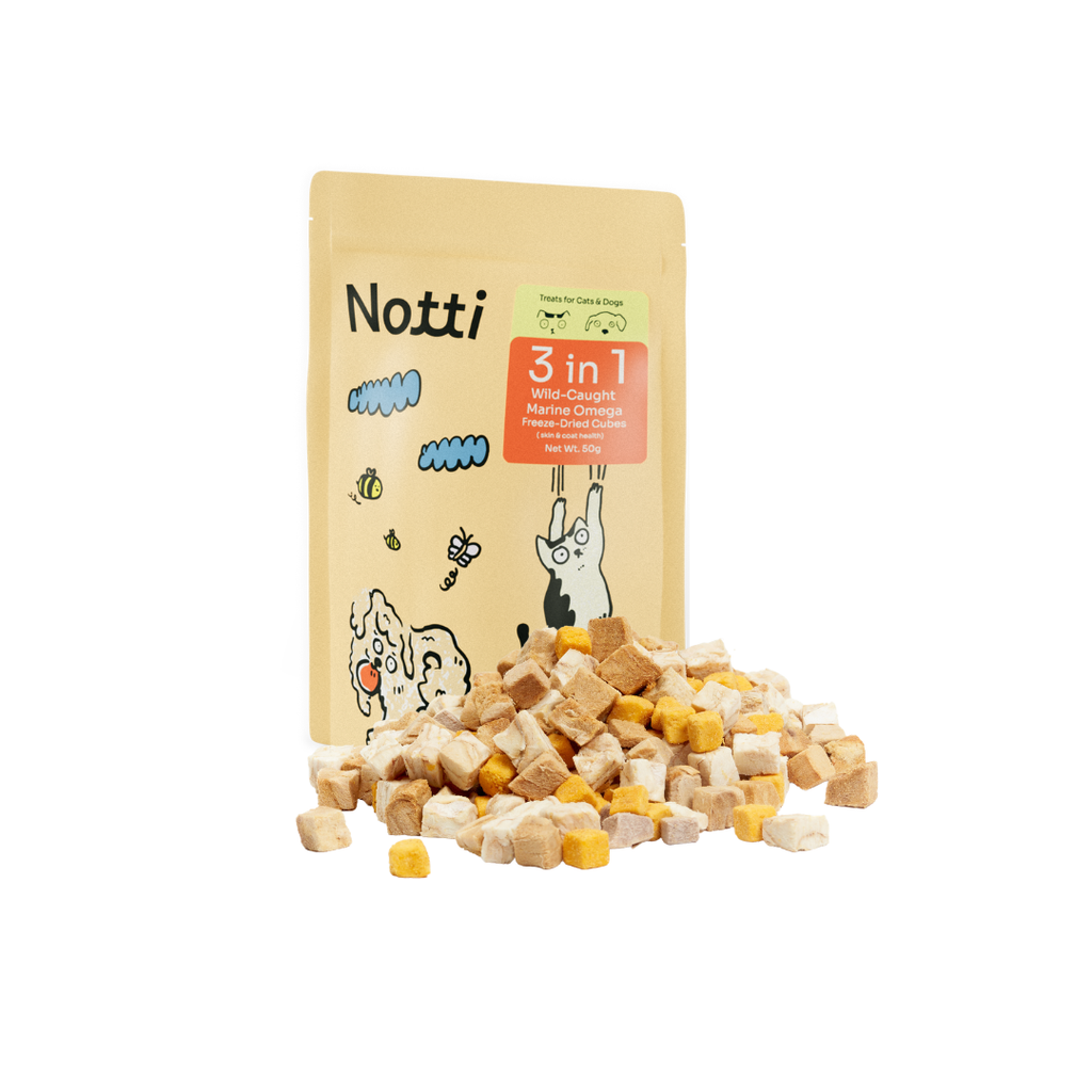 [10% OFF] Notti 3-in-1 Wild-Caught Marine Omega Freeze-Dried Cubes (skin and coat health) 50g Treats For Dogs & Cats