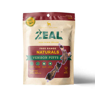 Zeal [3 FOR $47] Zeal Free Range Naturals Venison Puffs Cat & Dog Treats 85g Dog Food & Treats