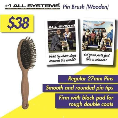 #1 All Systems #1 All Systems 27mm Pin Wooden Pet Brush (Black Pad) Grooming & Hygiene