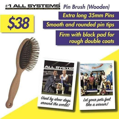 #1 All Systems #1 All Systems 35mm Pin Wooden Pet Brush (Black Pad) Grooming & Hygiene