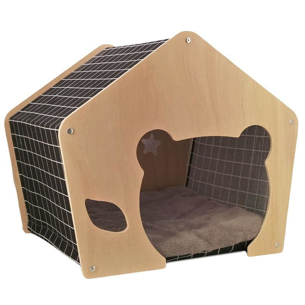 Aa Pet Aa Pet Checkered Black Wooden House Dog Accessories