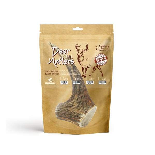Absolute Bites Absolute Bites Whole Deer Antlers Dental Chew (4 Sizes) Dog Food & Treats
