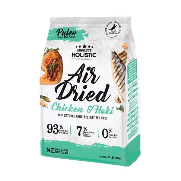Absolute Holistic Absolute Holistic Chicken & Hoki Air Dried Cat Food 500g Cat Food & Treats