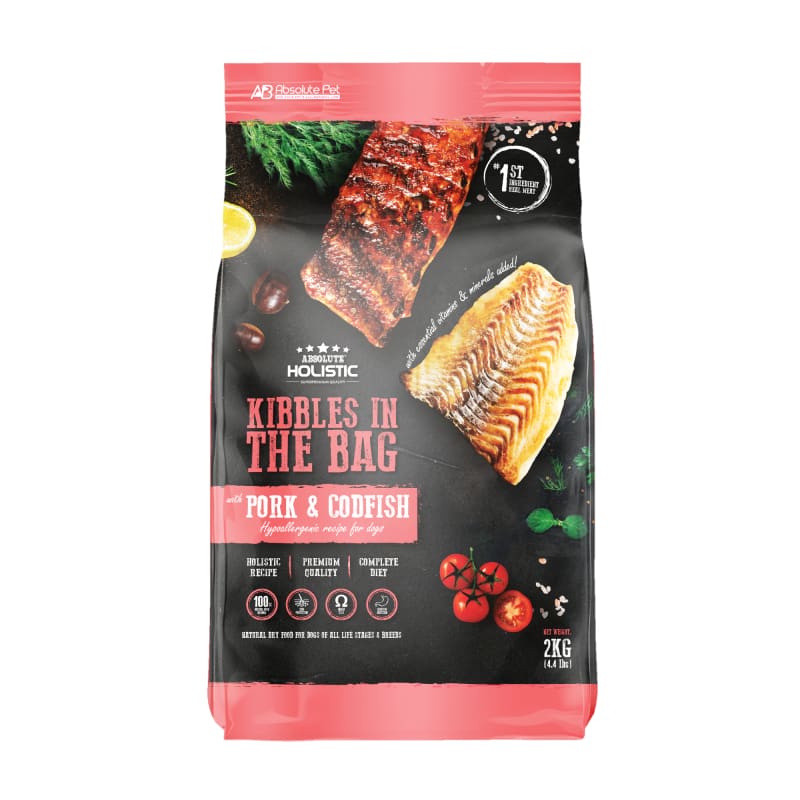 Absolute Holistic [UP TO 31% OFF + FREE TRAVEL KIT] Absolute Holistic Kibble In The Bag Pork & Codfish Dry Dog Food (2 Sizes) Dog Food & 