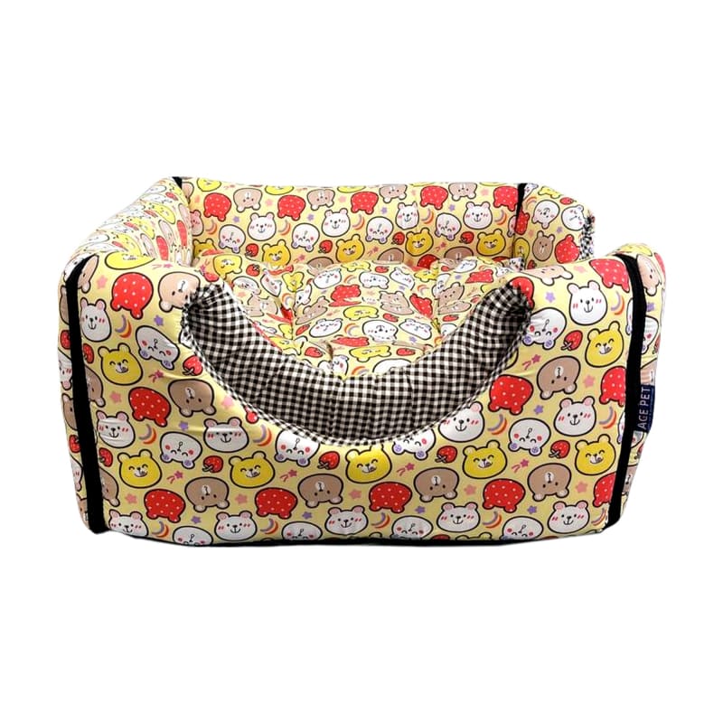 ACE PET ACE PET Rainbow Bears Yellow Non-Fur Cosy Dog Bed Dog Accessories