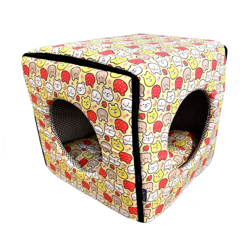 ACE PET ACE PET Rainbow Bears Yellow Non-Fur Cosy Dog Bed Dog Accessories