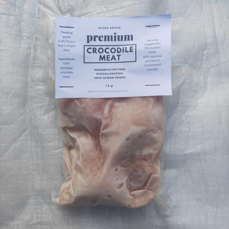 Alpha Origin [5% OFF FOR 5KG] Alpha Origin Premium Boneless Crocodile Meat Frozen Dog & Cat Food 1kg Dog Food & Treats