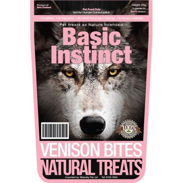 Basic Instinct Basic Instinct Venison Bites Natural Dog Treats 200g Dog Food & Treats