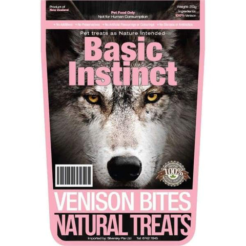 Basic Instinct Basic Instinct Venison Bites Natural Dog Treats 200g Dog Food & Treats