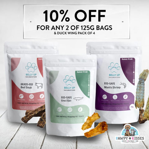 Pawpy Kisses [2 FOR 10% OFF] Belly Up Air-Dried Dog & Cat Treats 125g