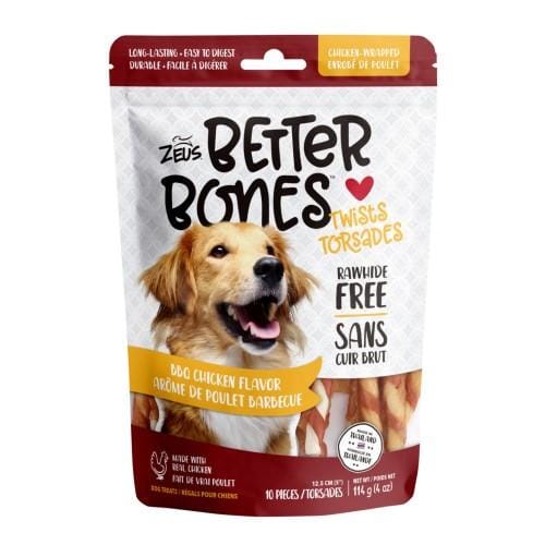 Zeus Zeus Better Bones BBQ Chicken Flavour Chicken Wrapped Twists Dog Treats 10pcs Dog Food & Treats