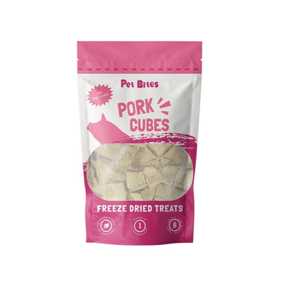 Pet Bites [4 FOR $36 | GSS] Pet Bites Pork Cubes Freeze Dried Cat & Dog Treats 56g Dog Food & Treats