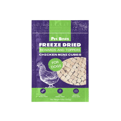Pet Bites [3 FOR $8 | 24% OFF] Pet Bites Rewards and Toppers Chicken Freeze-Dried Mini Cubes 0.5oz Dog Food & Treats