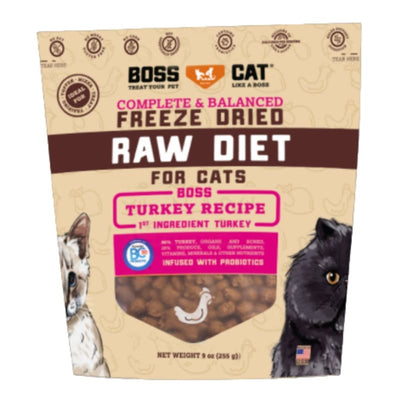 Boss Cat 4 FOR $141 | 25% OFF] Boss Cat Turkey Recipe Freeze-dried Raw Cat Food 9oz Cat Food & Treats