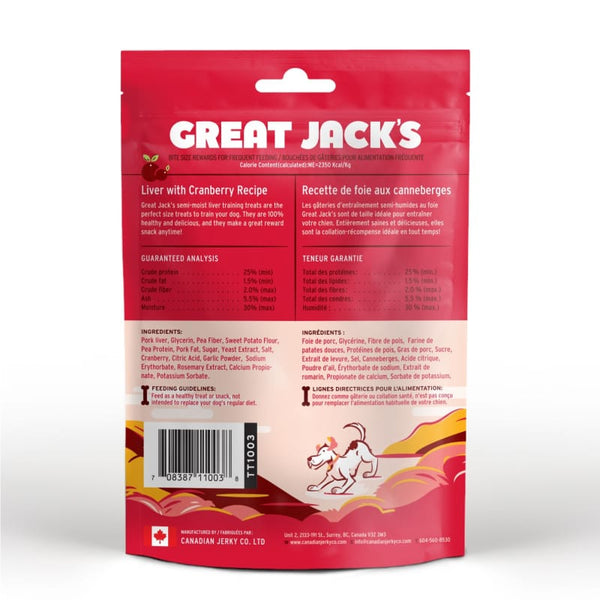 Canadian Jerky Canadian Jerky Great Jack’s Pork & Cranberry Soft Liver Training Dog Treats 7oz Dog Food & Treats