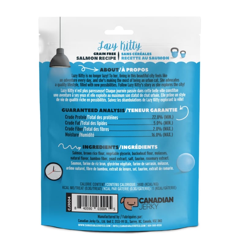 Canadian Jerky Canadian Jerky Lazy Kitty Grain-free Salmon Recipe Air-dried Cat Treats 3oz Cat Food & Treats