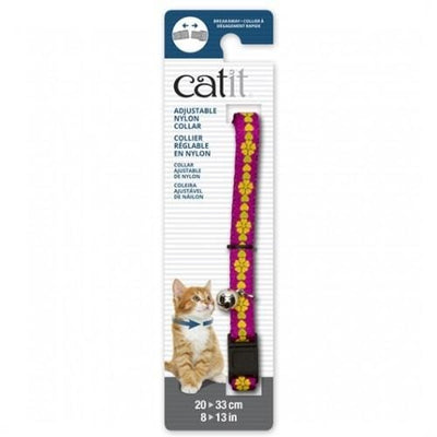 Catit Catit Adjustable Breakaway Nylon Cat Collar Pink with Flowers Cat Accessories
