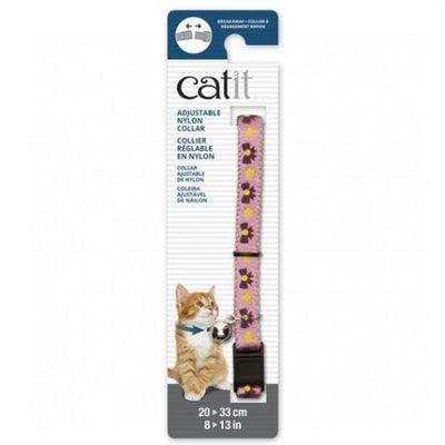 Catit Catit Adjustable Breakaway Nylon Cat Collar Pink with Purple Bows Cat Accessories