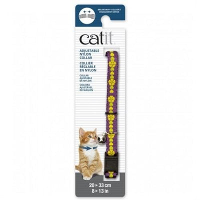 Catit Catit Adjustable Breakaway Nylon Cat Collar Purple with Flowers Cat Accessories
