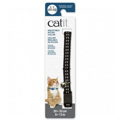 Catit Catit Adjustable Breakaway Nylon Cat Collar Reflective Black Cat Accessories