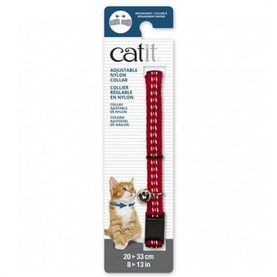 Catit Catit Adjustable Breakaway Nylon Cat Collar Reflective Red Cat Accessories