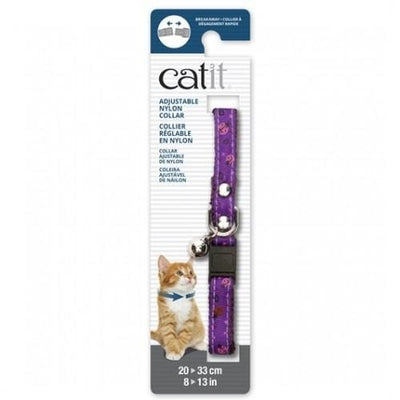 Catit Catit Adjustable Breakaway Nylon Cat Collar Rivets Purple With Ladybugs Cat Accessories