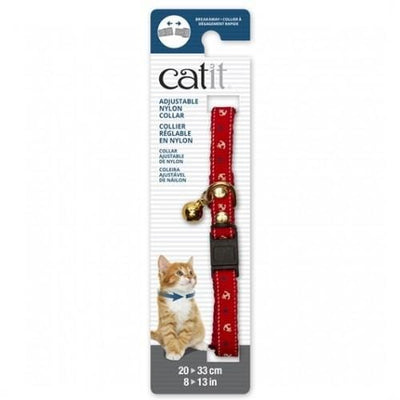 Catit Catit Adjustable Breakaway Nylon Cat Collar Rivets Red Nautical Cat Accessories