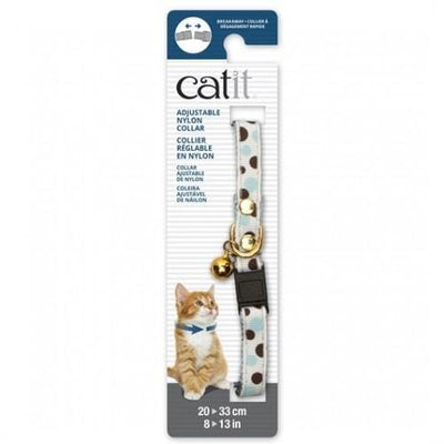 Catit Catit Adjustable Breakaway Nylon Cat Collar Rivets White With Polka Dots Cat Accessories