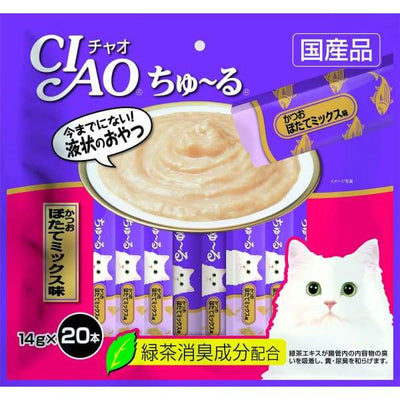 Ciao Ciao ChuRu 20p Tuna & Scallop Cat treats 280g (14g x 20) Cat Food & Treats
