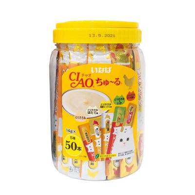 Ciao Ciao ChuRu 50p Chicken Mix Festive Pack Cat Treats 700g (14g x 50) Cat Food & Treats