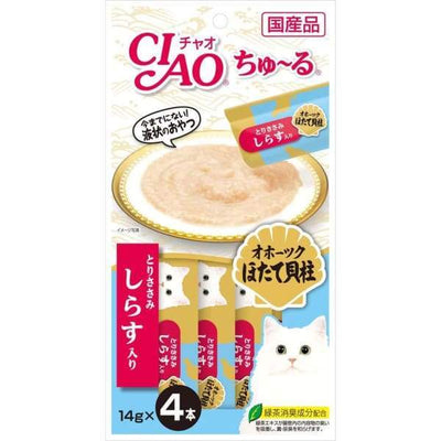 Ciao Ciao ChuRu Chicken Fillet Scallop & Whitebait (14g x 4) Cat Food & Treats