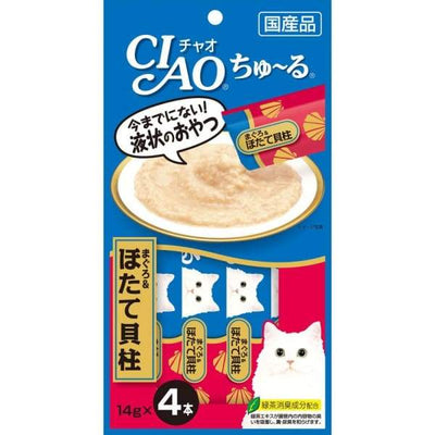 Ciao Ciao ChuRu White Meat Tuna & Scallop Liquid Cat Treat 56g (14gx4) Cat Food & Treats