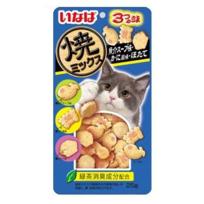 Ciao Ciao Soft Bits Mix Tuna & Chicken Fillet with Dried Bonito Seafood and Crab Flavor Cat Treats 25g Cat Food & Treats