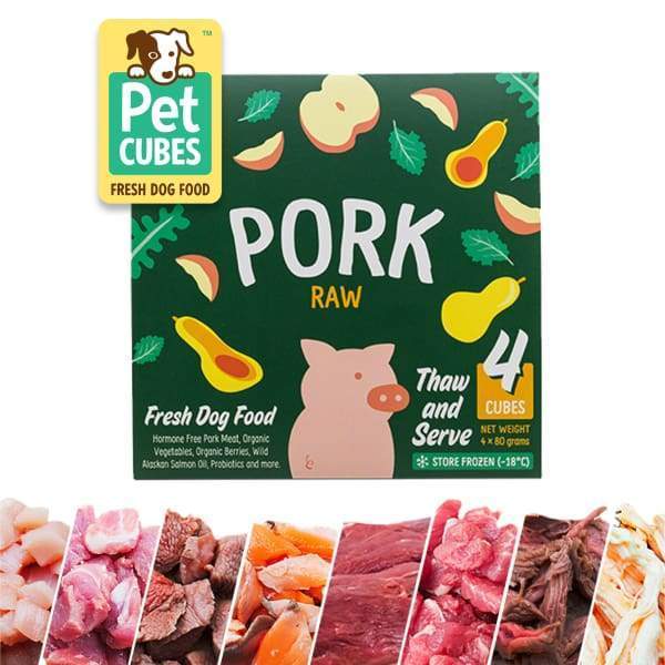 Pet Cubes [5% OFF + FREE BROTH*] Pet Cubes Pork Frozen Raw Dog Food 2.25kg Dog Food & Treats