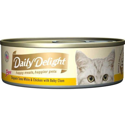 Daily Delight Daily Delight Pure Skipjack Tuna White & Chicken with Baby Clam Canned Cat Food 80g Cat Food & Treats