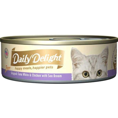 Daily Delight Daily Delight Pure Skipjack Tuna White & Chicken with Sea Bream Canned Cat Food 80g Cat Food & Treats