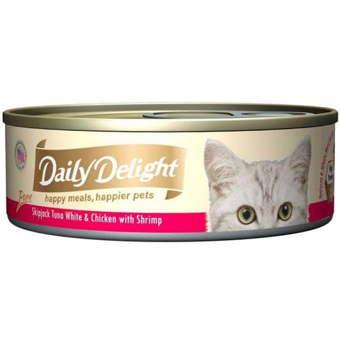 Daily Delight Daily Delight Pure Skipjack Tuna White & Chicken with Shrimp Canned Cat Food 80g Cat Food & Treats
