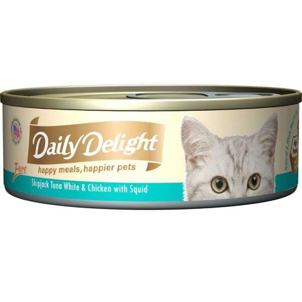 Daily Delight Daily Delight Pure Skipjack Tuna White & Chicken with Squid Canned Cat Food 80g Cat Food & Treats