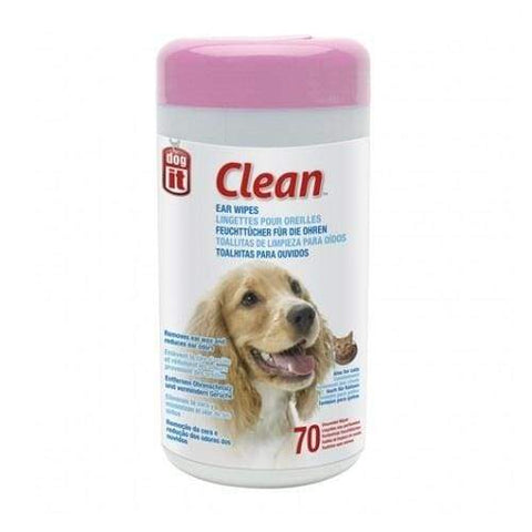 Dogit Dogit Clean Ear Wipes - 70 Unscented Wipes Grooming & Hygiene