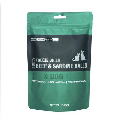 Freeze Dry Australia [30% OFF] Freeze Dry Australia Beef & Sardines Balls Freeze-dried Cat & Dog Treats 100g Dog Food & Treats