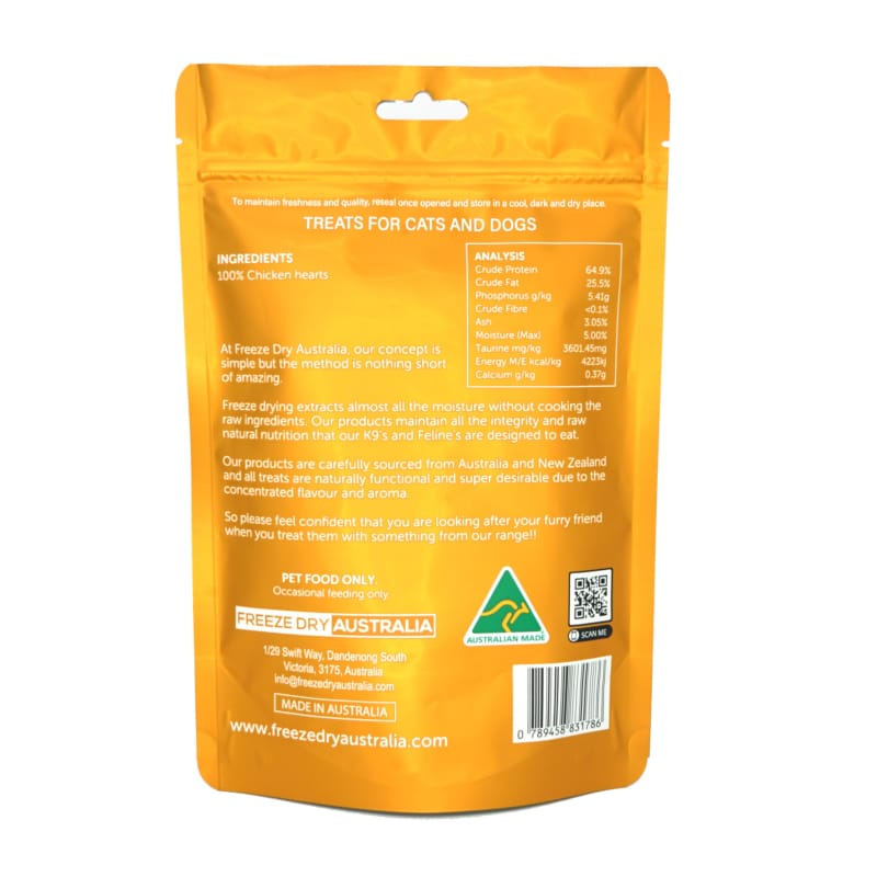 Freeze Dry Australia [32% OFF] Freeze Dry Australia Chicken Hearts Freeze Dried Cat & Dog Treats 100g Dog Food & Treats