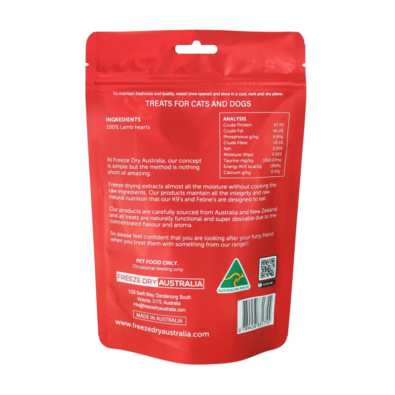 Freeze Dry Australia [32% OFF] Freeze Dry Australia 100% Raw Lamb Hearts Freeze Dried Cat & Dog Treats 100g Dog Food & Treats