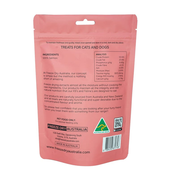 Freeze Dry Australia [30% OFF] Freeze Dry Australia 100% Raw Salmon Belly Freeze Dried Cat & Dog Treats 100g Dog Food & Treats