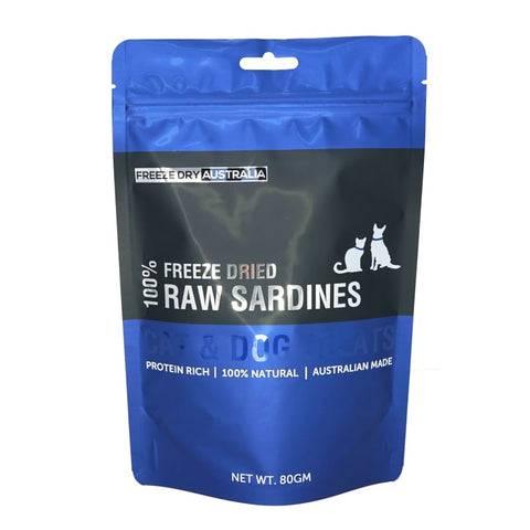 Freeze Dry Australia [30% OFF] Freeze Dry Australia 100% Raw Sardines Freeze Dried Cat & Dog Treats 80g Dog Food & Treats