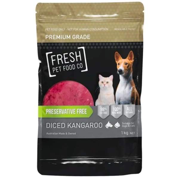 Fresh Pet Food Co Fresh Pet Food Co Premium Diced Raw Kangaroo Frozen Dog & Cat Food 1kg Dog Food & Treats