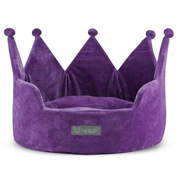 Nandog Pet Gear Nandog Pet Gear Plush Purple Super Soft Luxe Crown Bed Dog Accessories