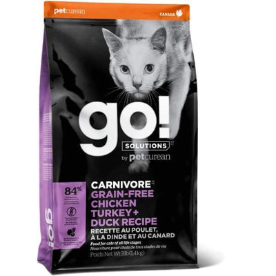 Go! GO! Solutions Carnivore Grain Free Chicken Turkey + Duck Recipe Dry Cat Food Cat Food & Treats