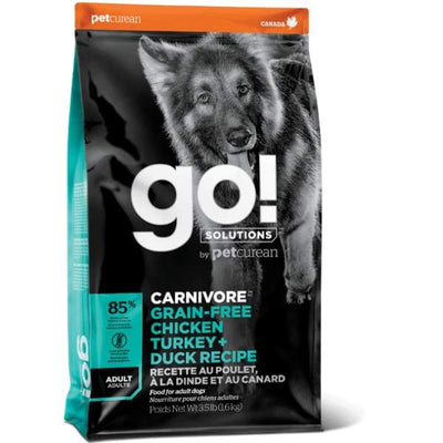 Go! GO! Solutions Carnivore Grain Free Chicken Turkey & Duck Adult Dry Dog Food Dog Food & Treats