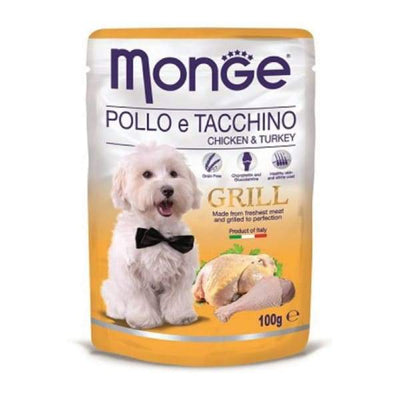 Monge Monge Grill Chicken & Turkey Pouch Dog Food 100g Dog Food & Treats