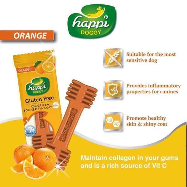 Happi Doggy [BUNDLE DEAL UP TO $1 EACH] Happi Doggy Dental Chew Zest Orange 4 Inch 25g Dog Food & Treats